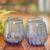 Hand blown stemless wine glasses, 'Fiesta Azul' (set of 6) - Hand Blown Blue Stemless Wine Glasses (Set of 6) thumbail