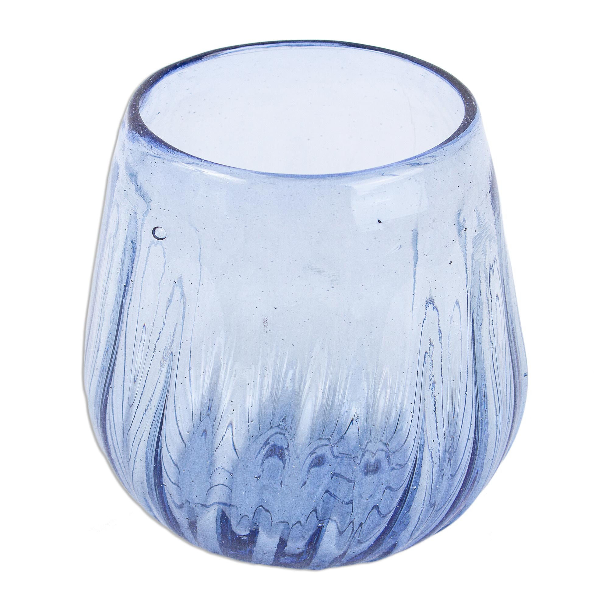 Unicef Market Hand Blown Blue Stemless Wine Glasses Set Of 6 Fiesta Azul
