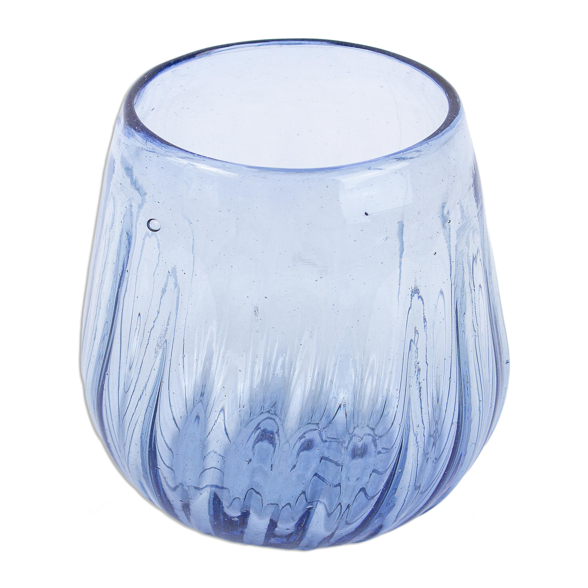 Unicef Market Hand Blown Blue Stemless Wine Glasses Set Of 6