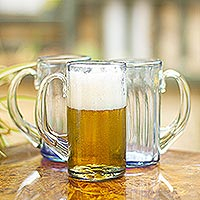 Featured review for Hand blown beer mugs, Fiesta Azul (set of 6)