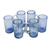 Hand blown beer mugs, 'Fiesta Azul' (set of 6) - Artisan Crafted Recycled Beer Mugs in Blue (Set of 6)