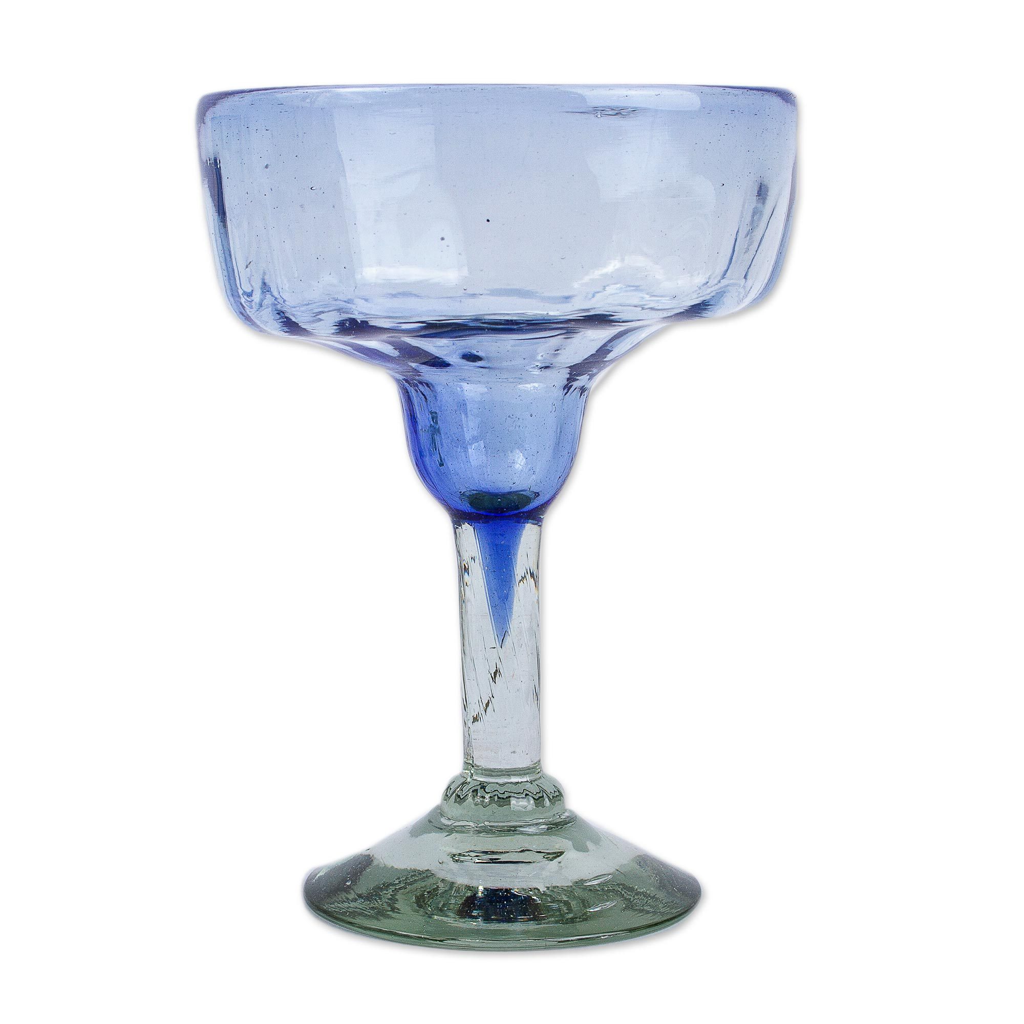Blue Margarita Glasses Hand Blown in Mexico (Set of 6) Fiesta Azul