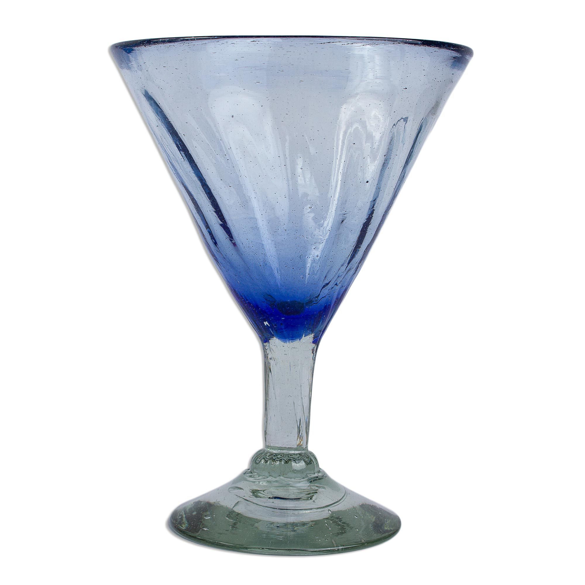 Hand Blown Blue Martini Glasses from Mexico (Set of 6) Fiesta Azul