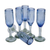 Handblown champagne flutes, 'Fiesta Azul' (set of 6) - Hand Blown Blue Recycled Glass Champagne Flutes (Set of 6) (image 2a) thumbail