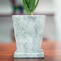 Marble flower pot, 'Natural Contempo' - Marble Modern Flower Pot