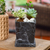 Marble flower pot, 'Black and White Contempo' - Modern Natural Black and White Marble Flower Pot (image 2) thumbail