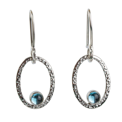 Blue topaz dangle earrings, 'Bright Spark' - Blue Topaz and 950 Silver Dangle Earrings