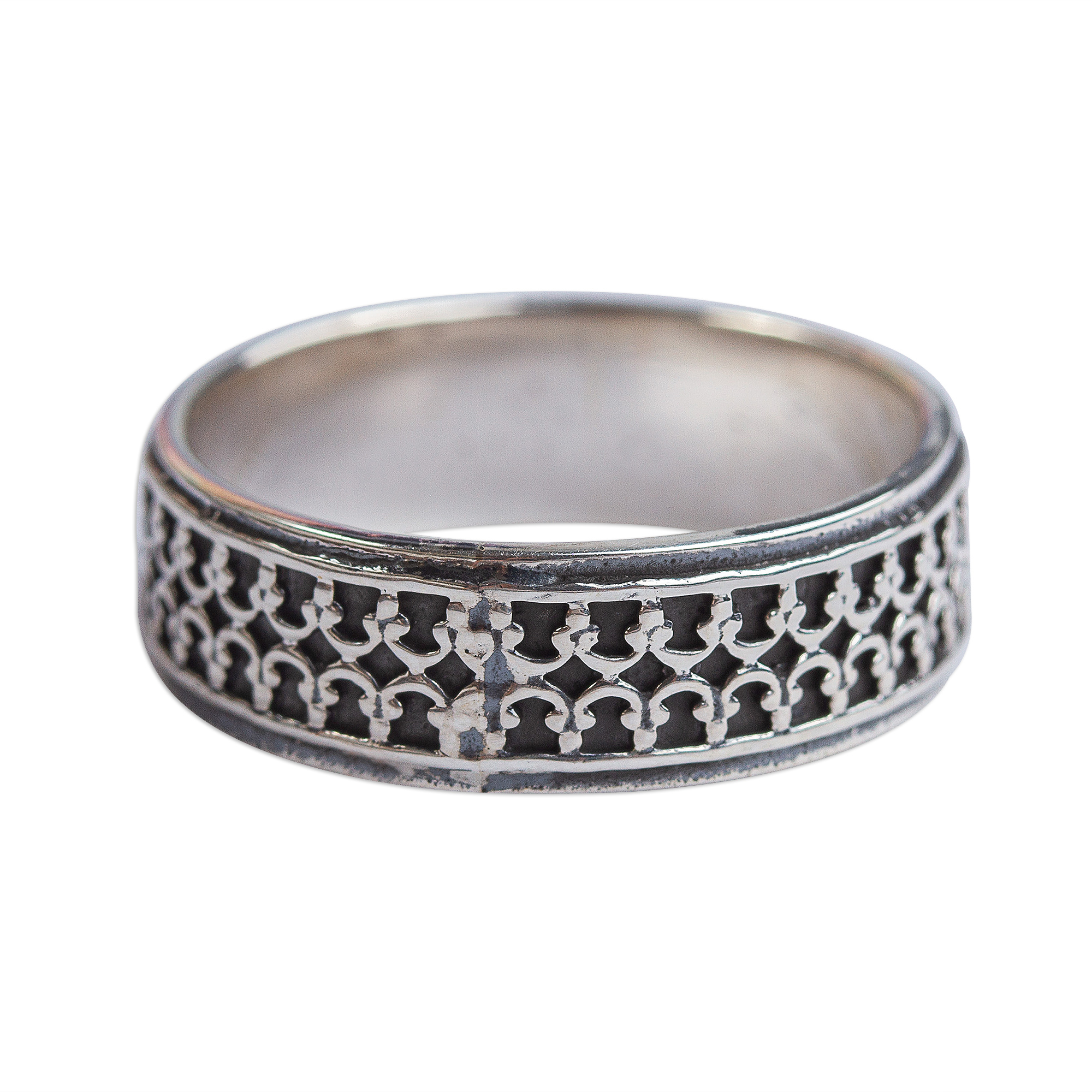 UNICEF Market | 950 Silver Fretwork Band Ring from Mexico - Elegant ...