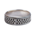 950 silver band ring, 'Elegant Fretwork' - 950 Silver Fretwork Band Ring from Mexico