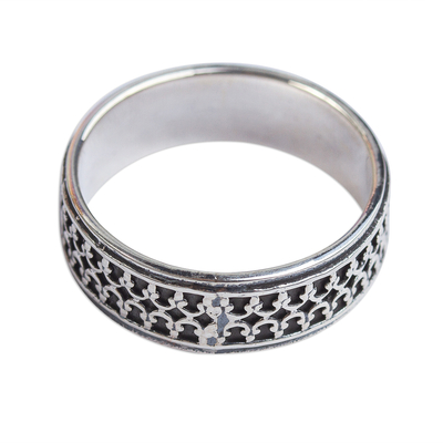 anillo de banda de plata 950 - Anillo de banda de plata 950 calada de México