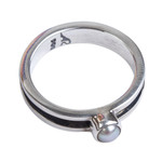 Cultured pearl band ring, 'Modern Magic' - Modern 950 Silver and Cultured Pearl Band Ring