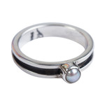 Cultured pearl band ring, 'Modern Magic' - Modern 950 Silver and Cultured Pearl Band Ring