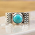 Turquoise cocktail ring, 'Elegant Fretwork' - Natural Turquoise and 950 Silver Cocktail Ring (image 2) thumbail