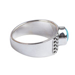 Turquoise cocktail ring, 'Elegant Fretwork' - Natural Turquoise and 950 Silver Cocktail Ring