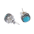 Turquoise stud earrings, 'Elegant Fretwork' - Natural Turquoise and Taxco Silver Stud Earrings (image 2b) thumbail