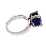 Lapis lazuli solitaire ring, 'Sea Facets' - Taxco Sterling Silver and Lapis Lazuli Solitaire Ring