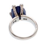 Lapis lazuli solitaire ring, 'Sea Facets' - Taxco Sterling Silver and Lapis Lazuli Solitaire Ring
