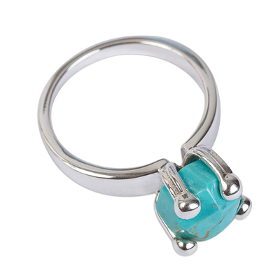 Taxco Sterling Silver and Natural Turquoise Solitaire Ring