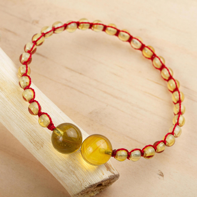 Amber unity bracelet, 'In Solidarity' - Handcrafted Natural Maya Amber Unity Bracelet