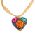 Hand painted wood pendant necklace, 'Burgeoning Heart in Yellow' - Artisan Crafted Wooden Heart Pendant Necklace (image 2a) thumbail