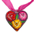 Hand painted wood pendant necklace, 'Burgeoning Heart in Fuchsia' - Sterling Silver and Wood Heart Pendant Necklace (image 2a) thumbail