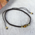 Amber pendant bracelet, 'Golden Remembrance' - Black Macrame Cord Bracelet with Amber Pendant (image 2) thumbail