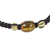 Amber pendant bracelet, 'Golden Remembrance' - Black Macrame Cord Bracelet with Amber Pendant