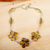 Amber link bracelet, 'Ancient Daisies' - Amber Floral Bracelet with Sterling Silver Links (image 2) thumbail
