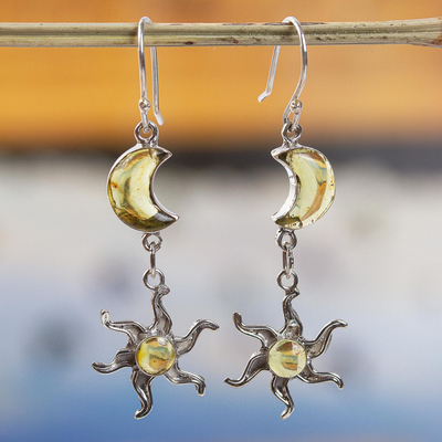Sun and Moon Face Celestial Drop Dangle Earrings Crescent Moon Earrings |  eBay