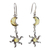 Amber dangle earrings, 'Ancient Sun and Moon' - Sun and Moon Amber Dangle Earrings thumbail