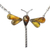Amber pendant necklace, 'Age-Old Dragonflies' - Genuine Amber and Sterling Silver Dragonfly Necklace (image 2b) thumbail