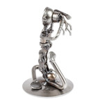 Recycled auto parts sculpture, 'Pigeon Pose I' - Unique Yoga-Themed Recycled Metal Statuette