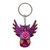 Wood alebrije key fob, 'Magenta Owl' - Hand Crafted Owl Alebrije Key Ring thumbail