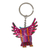 Wood alebrije key fob, 'Magenta Owl' - Hand Crafted Owl Alebrije Key Ring (image 2c) thumbail