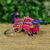 Wood alebrije key fob, 'Pink Bull' - Hot Pink Bull Alebrije Key Chain from Mexico (image 2) thumbail