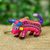 Wood alebrije key fob, 'Pink Bull' - Hot Pink Bull Alebrije Key Chain from Mexico
