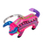 Wood alebrije key fob, 'Pink Bull' - Hot Pink Bull Alebrije Key Chain from Mexico
