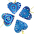 Wood ornaments, 'Blue Zapotec Heart' (set of 4) - 4 Zapotec Hand Painted Blue Wood Heart Ornaments (image 2b) thumbail