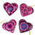 Wood ornaments, 'Fuchsia Zapotec Heart' (set of 4) - 4 Zapotec Hand Painted Fuchsia Wood Heart Ornaments