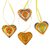 Wood ornaments, 'Yellow Zapotec Heart' (set of 4) - 4 Zapotec Hand Painted Yellow Wood Heart Ornaments