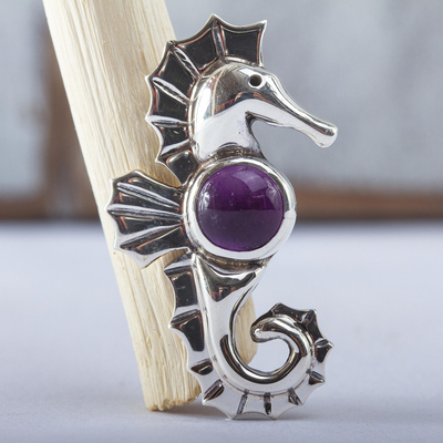 Amethyst pendant, Precious Seahorse
