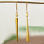 Gold plated dangle earrings, 'Modern Confluence' - Gold Plated Contemporary Long Dangle Earrings thumbail