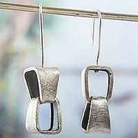 Sterling silver dangle earrings, 'Link' - Modern Design Sterling Silver Link Earrings