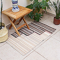 Wool area rug, 'Earthen Steps' (2x3.25) - Versatile Neutral Hand Woven Geometric Area Rug (2x3.25)