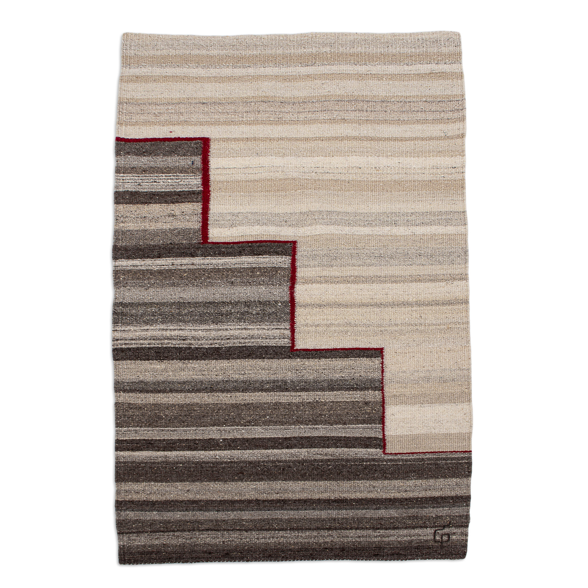 Versatile Neutral Hand Woven Geometric Area Rug (2x3.25) Earthen