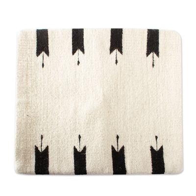 Wool cushion cover, 'Valley Vista' - Off-White and Black Wool Cushion Cover