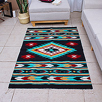 Hand loomed wool area rug, Teotitlan Legacy (4x6.5)