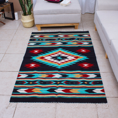 Hand loomed wool area rug, 'Teotitlan Legacy' (4x6.5) - Hand Loomed Zapotec Wool Area Rug (4x6.5)