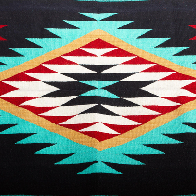 Handgewebter Teppich aus Wolle, 'Teotitlan Legacy' (Vermächtnis von Teotitlan) - Handgewebter Flächenteppich aus zapotekischer Wolle