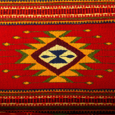 Wool runner, 'Zapotec Vision' (2.5x11) - Long Hand Loomed Wool Runner Rug (2.5x11)
